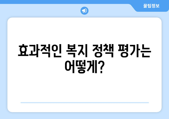 복지 정책 성과 평가를 위한 기준