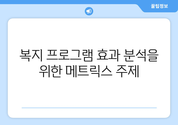 복지 프로그램 효과 분석을 위한 메트릭스